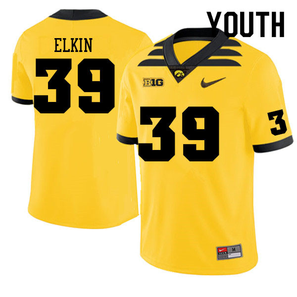 Youth #39 Luke Elkin Iowa Hawkeyes College Football Jerseys Sale-Gold